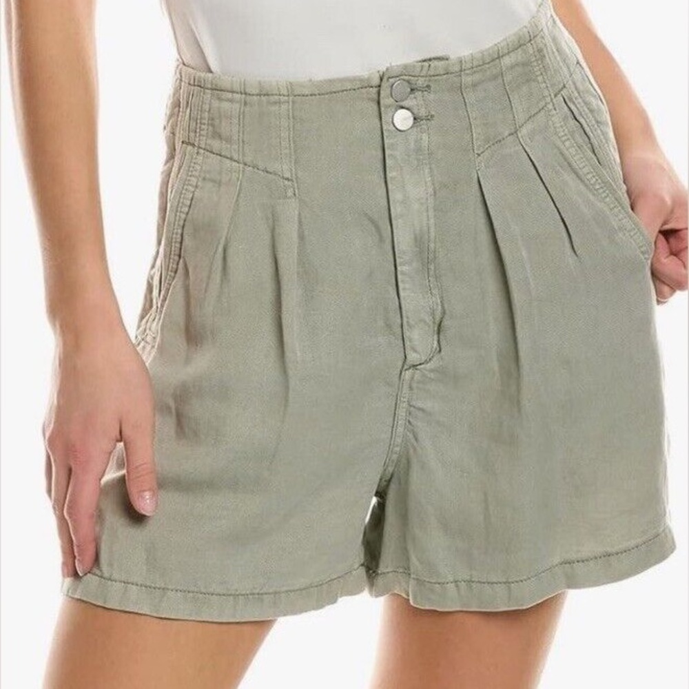 Joe's Jeans The Penelope Shorts Sea Grass New Pleated Linen Blend Size 28